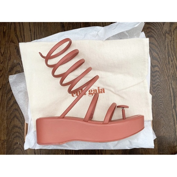 NIB Cult Gaia Alba Jasper Leather Coil Wrap Platform Wedge Sandals Pumps 36 $498 - Picture 6 of 10